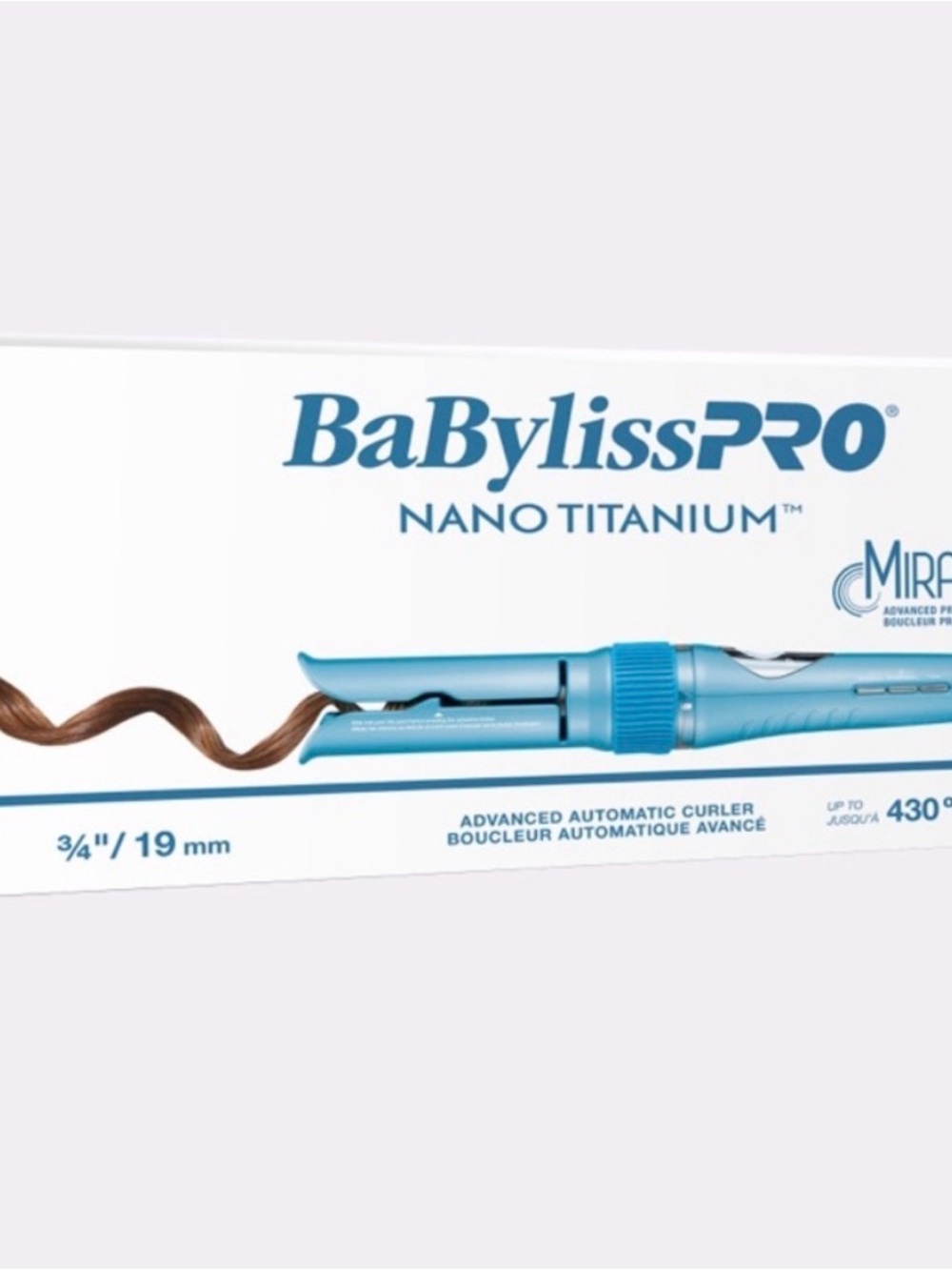 BaBylissPRO Nano Titanium Automatic Curler in Light Blue